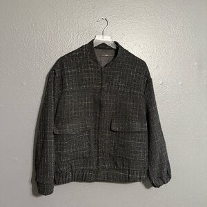 Anthropologie Hazel Tweed Bomber Jacket Size L